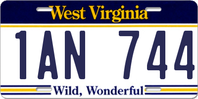 WV license plate 1AN744