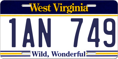 WV license plate 1AN749