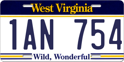 WV license plate 1AN754