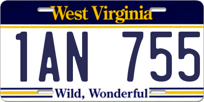 WV license plate 1AN755
