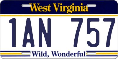 WV license plate 1AN757