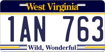 WV license plate 1AN763