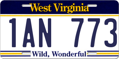 WV license plate 1AN773
