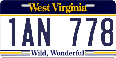 WV license plate 1AN778