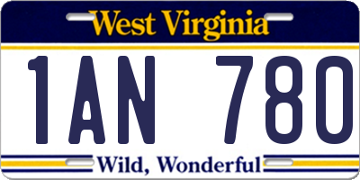 WV license plate 1AN780