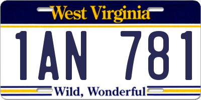 WV license plate 1AN781