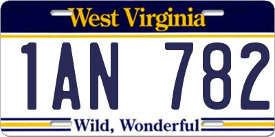 WV license plate 1AN782