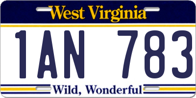 WV license plate 1AN783