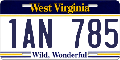 WV license plate 1AN785