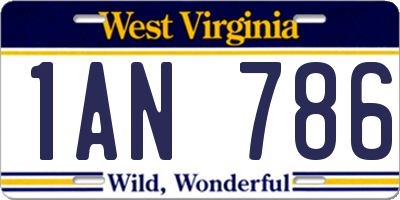 WV license plate 1AN786