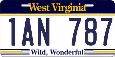 WV license plate 1AN787