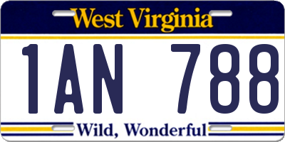 WV license plate 1AN788