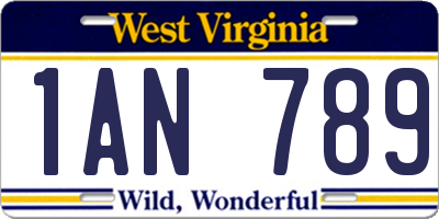 WV license plate 1AN789