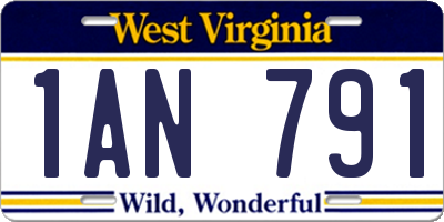 WV license plate 1AN791