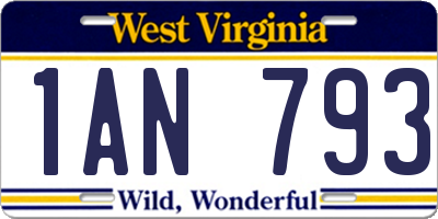WV license plate 1AN793