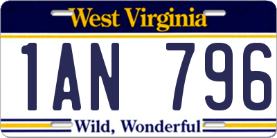 WV license plate 1AN796