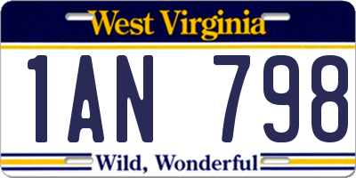 WV license plate 1AN798