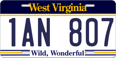 WV license plate 1AN807
