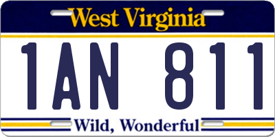 WV license plate 1AN811