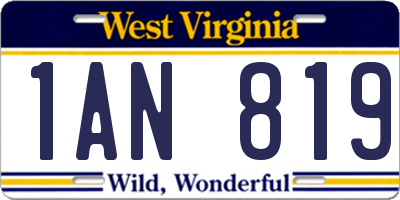 WV license plate 1AN819