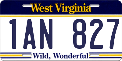 WV license plate 1AN827