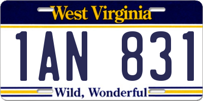 WV license plate 1AN831