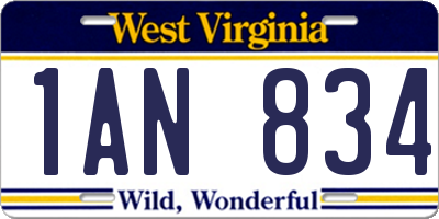 WV license plate 1AN834