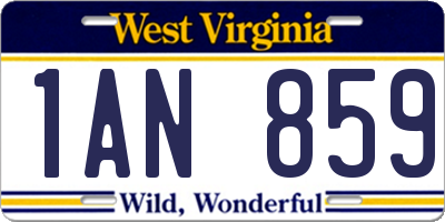 WV license plate 1AN859