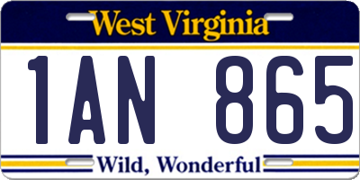 WV license plate 1AN865