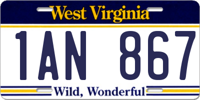 WV license plate 1AN867