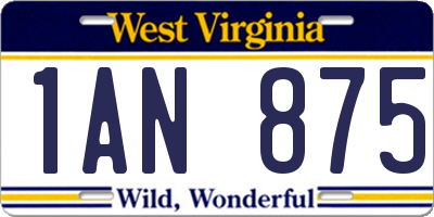 WV license plate 1AN875