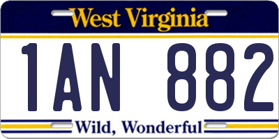 WV license plate 1AN882
