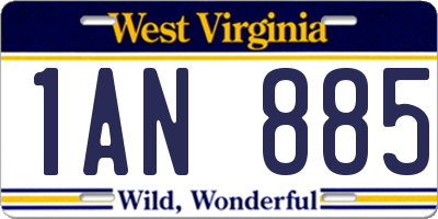 WV license plate 1AN885