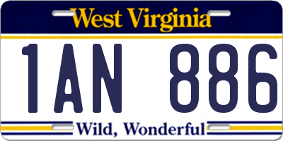 WV license plate 1AN886