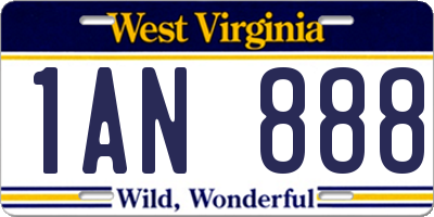 WV license plate 1AN888