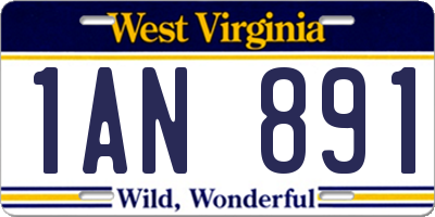 WV license plate 1AN891