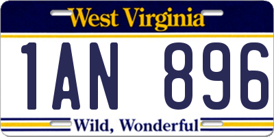WV license plate 1AN896