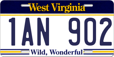 WV license plate 1AN902