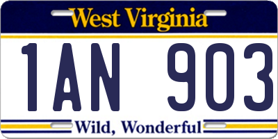 WV license plate 1AN903