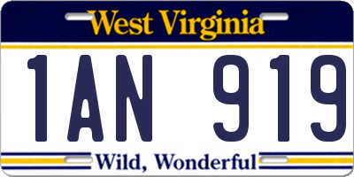 WV license plate 1AN919