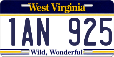 WV license plate 1AN925