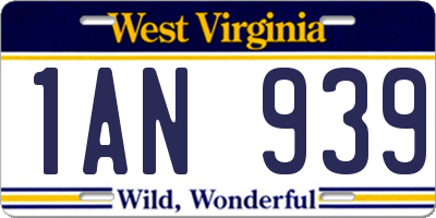 WV license plate 1AN939