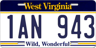 WV license plate 1AN943