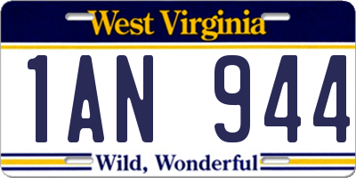 WV license plate 1AN944