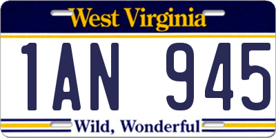 WV license plate 1AN945