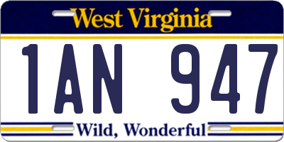 WV license plate 1AN947