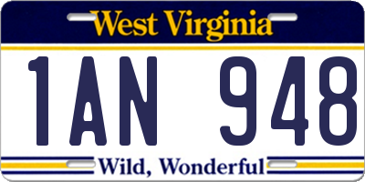 WV license plate 1AN948