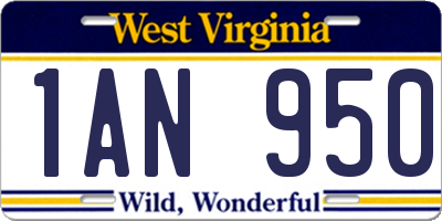 WV license plate 1AN950