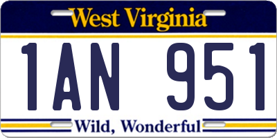 WV license plate 1AN951