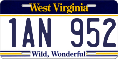 WV license plate 1AN952